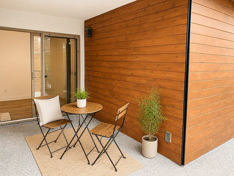 L-shaped private deck