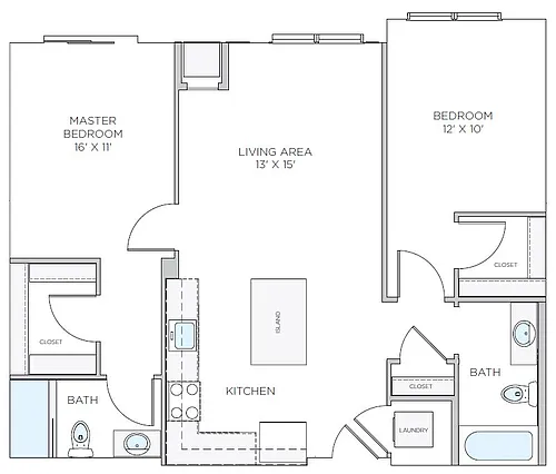 Floor plan 2 Bed/2 Bath-B5