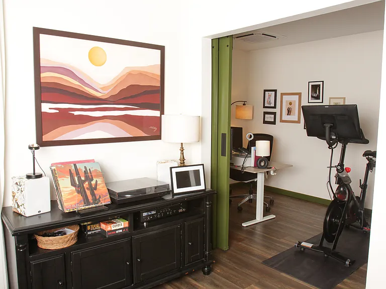 Upstairs bonus room with privacy barn door