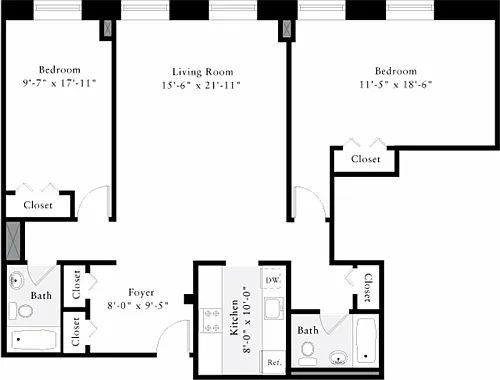 Floor plan The Lofts 2 Bedrooms JJ