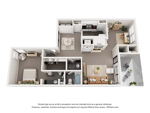 Floor plan 1 Large Bedroom, 1 Bath