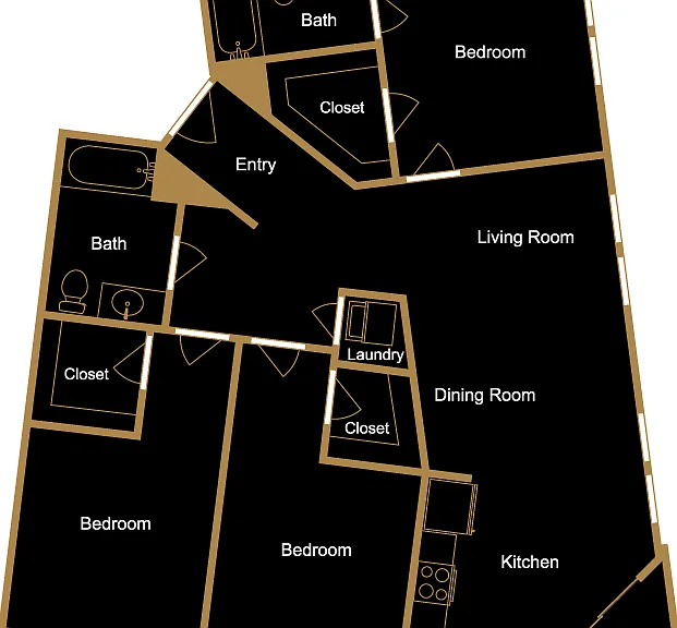 Three Bedroom - G1 Floorplan Diagram