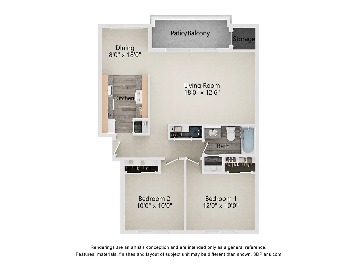 Floor plan Two Bedroom & One Bath
