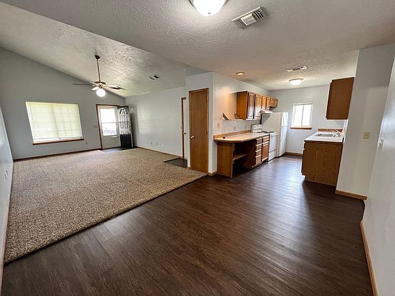 Kitchen, Dining, Family Room with view of front door