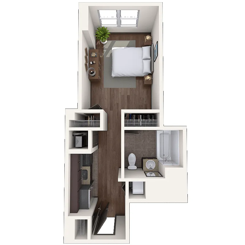 Floor plan Studio 0x1 391-425 SF