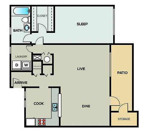 Floor plan 1x1 Elite Plus