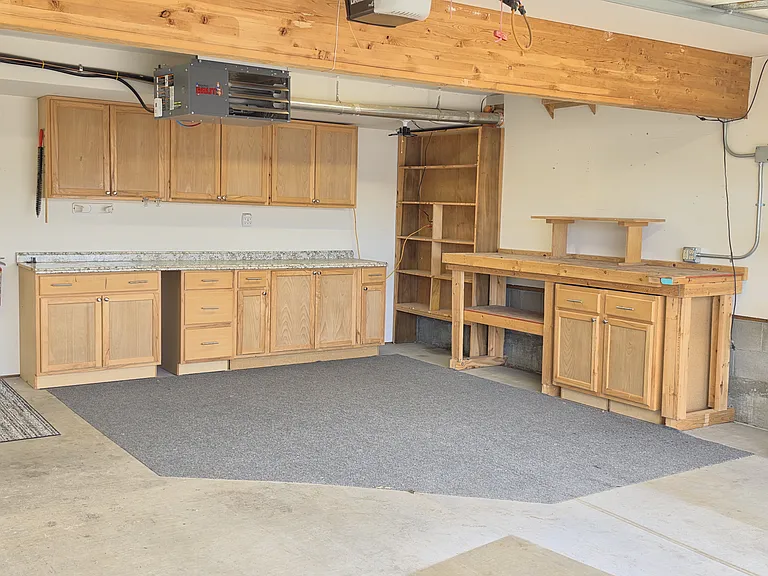 Two car garage with workspace