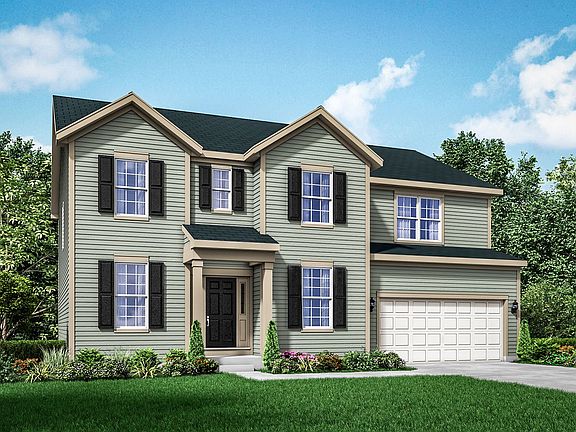 Colonial exterior elevation rendering Jericho II by William Ryan Homes