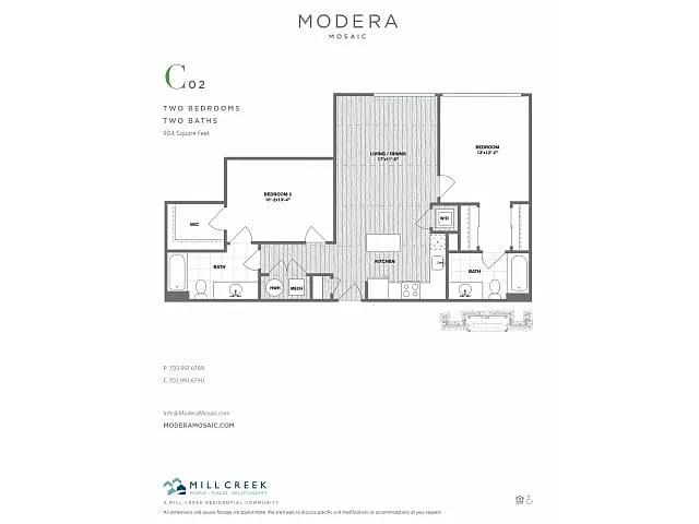 Floor plan C02 - Two Bedroom Two Bath