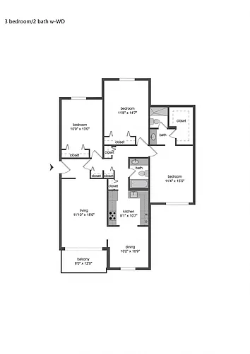 Floor plan 3 bed - 2 Bath