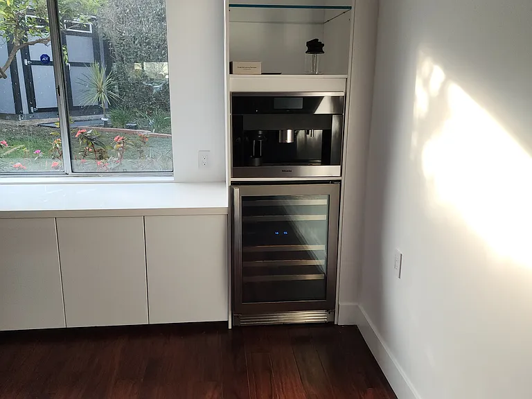 built in coffee maker-wine cooler bonus room storage and seving top
