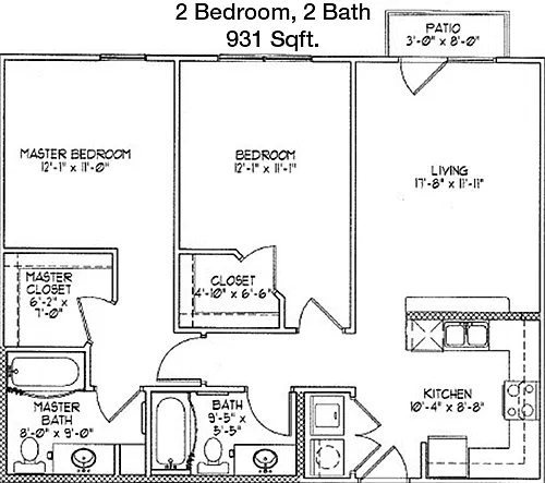 Floor plan 2 bed, 2 bath