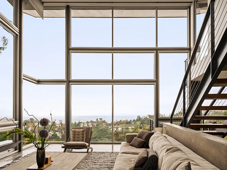 Contemporary home featuring Japanese architectural influences and peaceful canyon views.