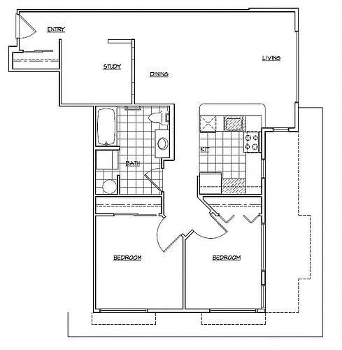 Floor plan Helix 2 Bedroom + Den