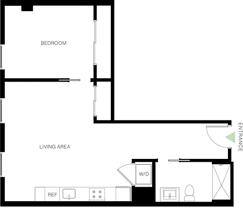 Floor plan 1BD, 1BTH F