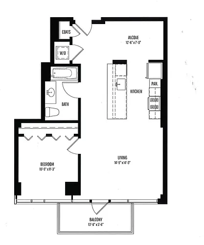 Floor plan 1 BR, 1 BTH