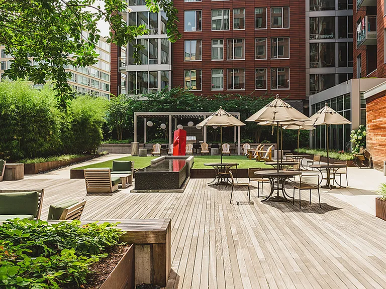 Socialize in the outdoor courtyard