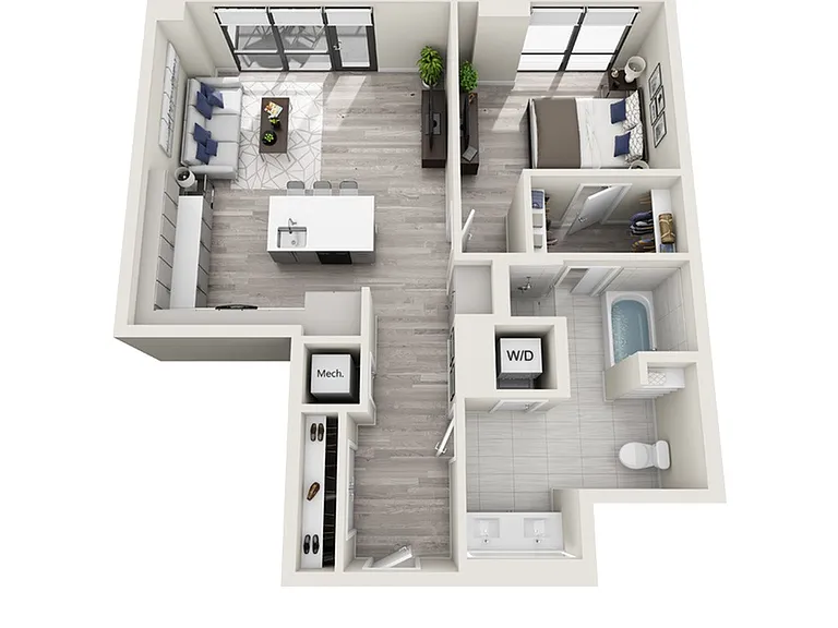 One Bedroom One Bath (869 SF) One Bedroom One Bath (869 SF)