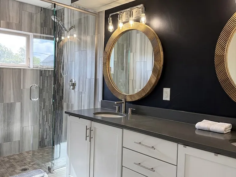 Master Bathroom: Dual Vanities + Walk-in Shower and Separated Toilet Room
