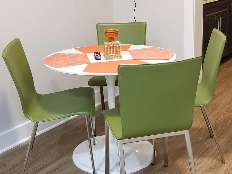Seating for four. Brand new smart television with X finity TV. - This is on separate plan and included in rental price.