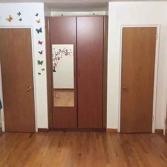 Large room with 3 closets/storage