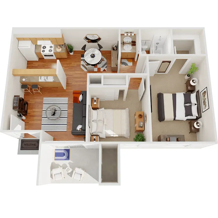 Floor plan Two Bedroom One Bath