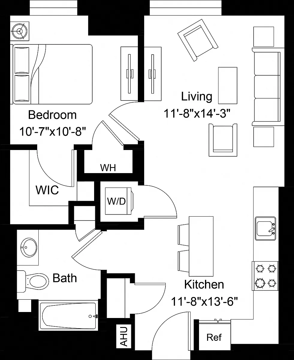 Floor plan 1 Bed/1 Bath-A4