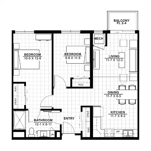 Floor plan 2 Bedroom (80)