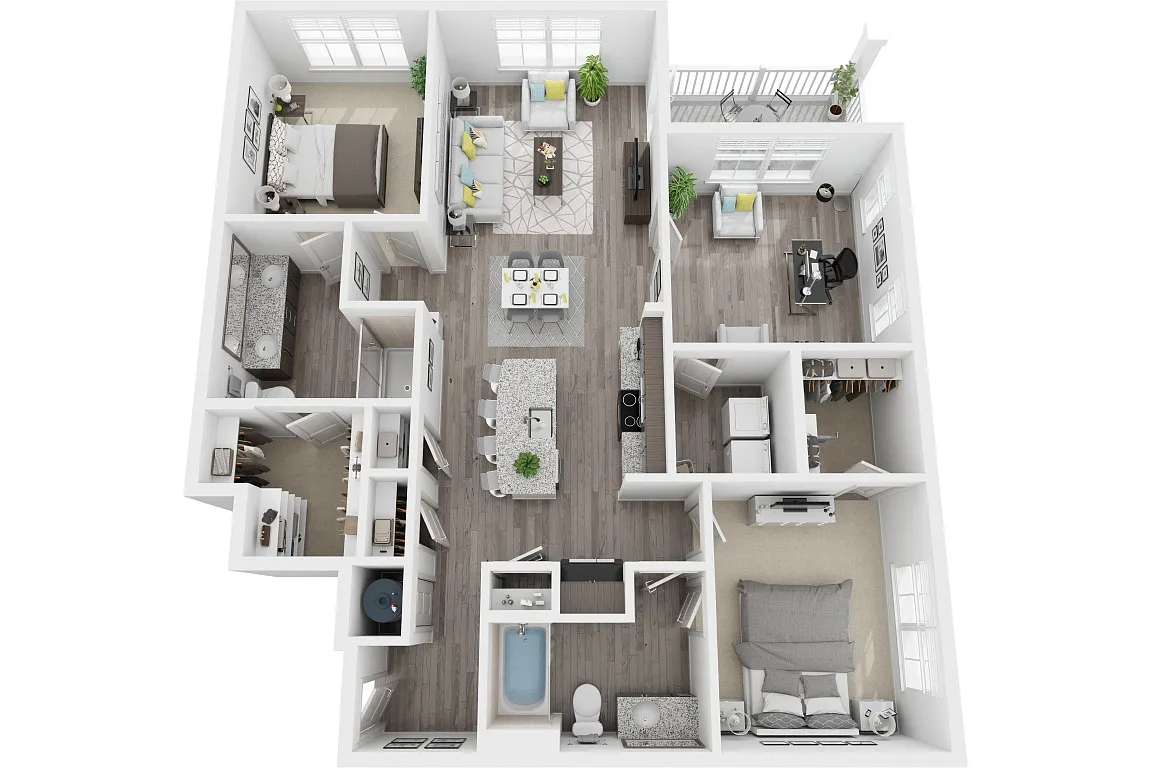 Floor plan 2 Bedroom 2 Bath with Den
