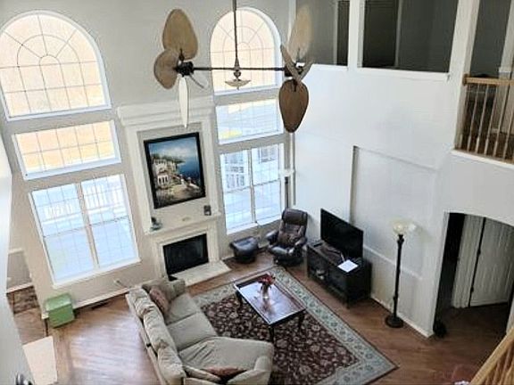 Family room with a fancy fan