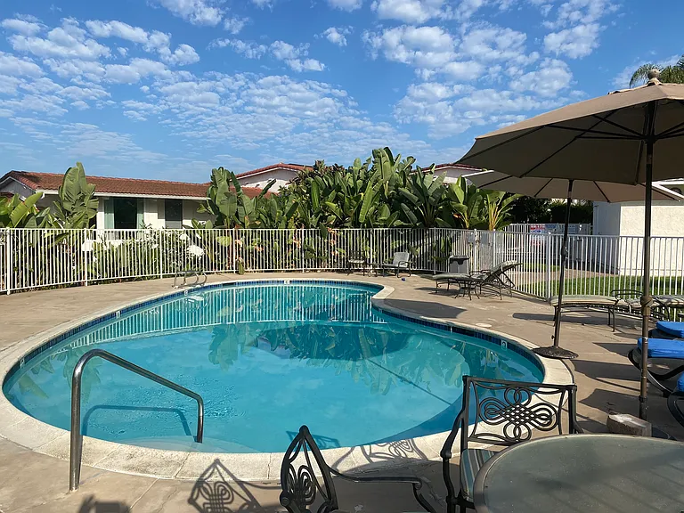 pool is next to townhome
