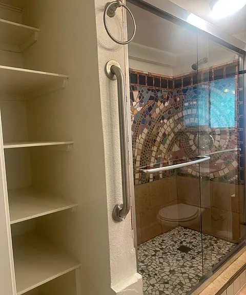 bathroom shelve; shower