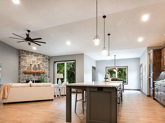 Gorgeous Floor to Ceiling Stone Fireplace
