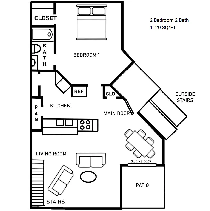 Floor plan 2Br2Ba