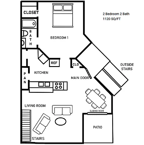 Floor plan 2Br1Ba