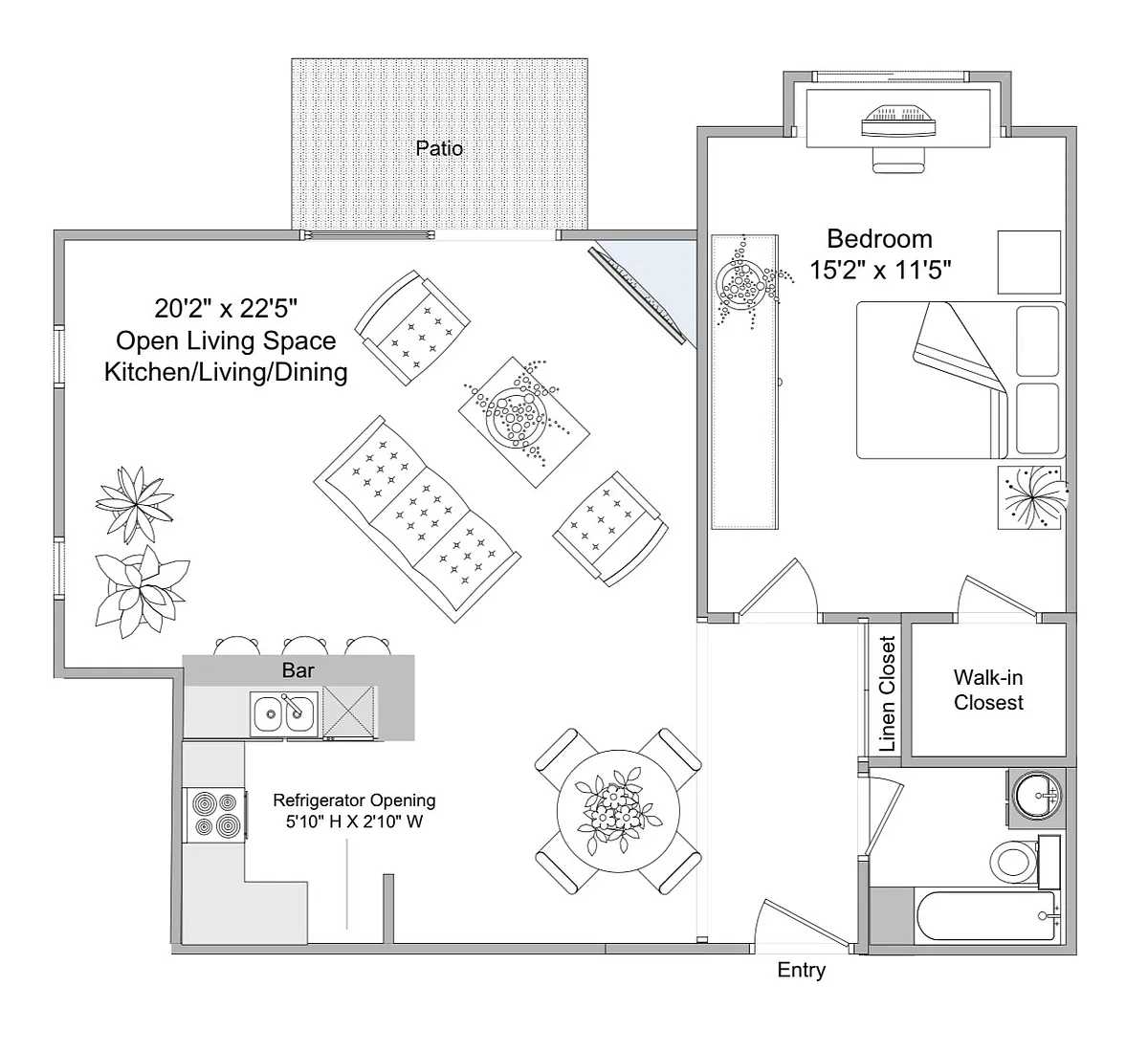 Floor plan 1bd 1ba