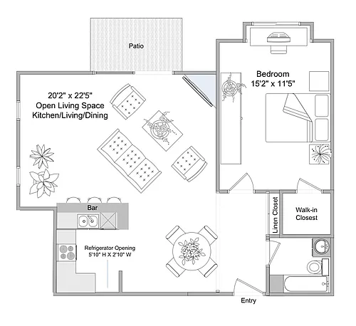 Floor plan 1bd 1ba