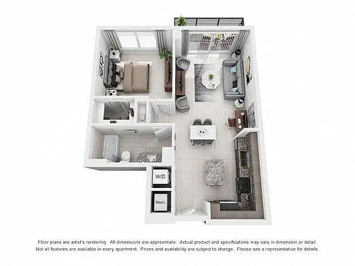 Floor plan 1 Bed/1 Bath-1A1