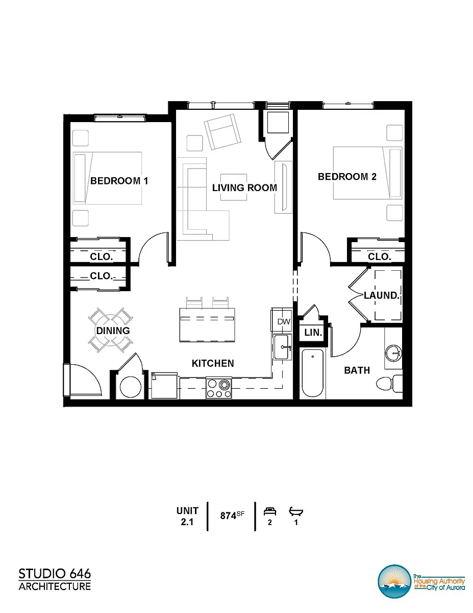 Floor plan 2B1Ba Flat