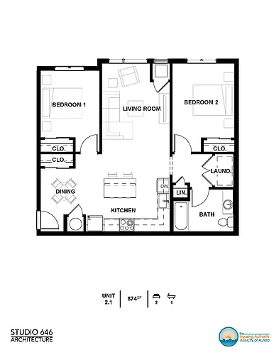 Floor plan 2B1Ba Flat