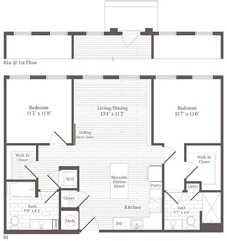 Floor plan 2 Bed 2 Bath