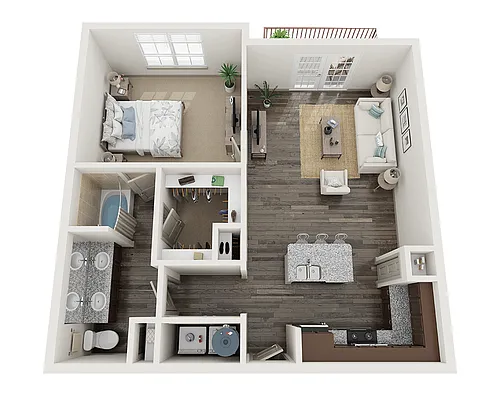 Floor plan One Bedroom A1C
