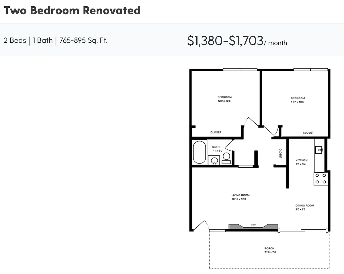 Floor plan Two Bedroom Renovated