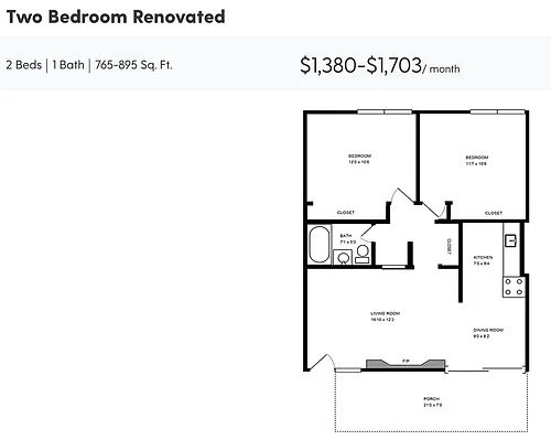Floor plan Two Bedroom Renovated