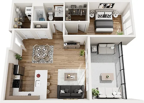 Floor plan Large One Bedroom w/Huge Balcony M311