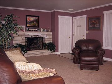 Front room with cozy fireplace