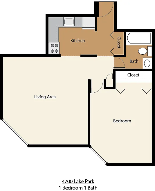 Floor plan 1 Bed 1 Bath