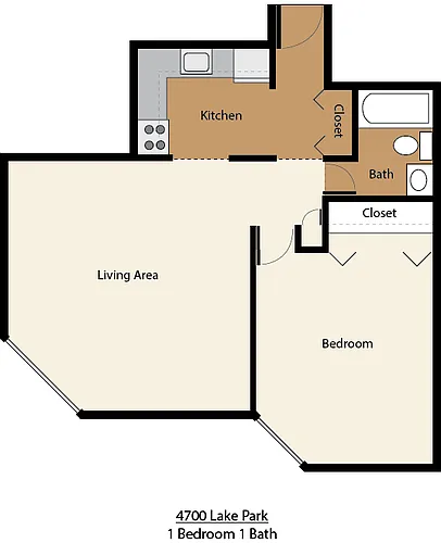 Floor plan 1 Bed 1 Bath