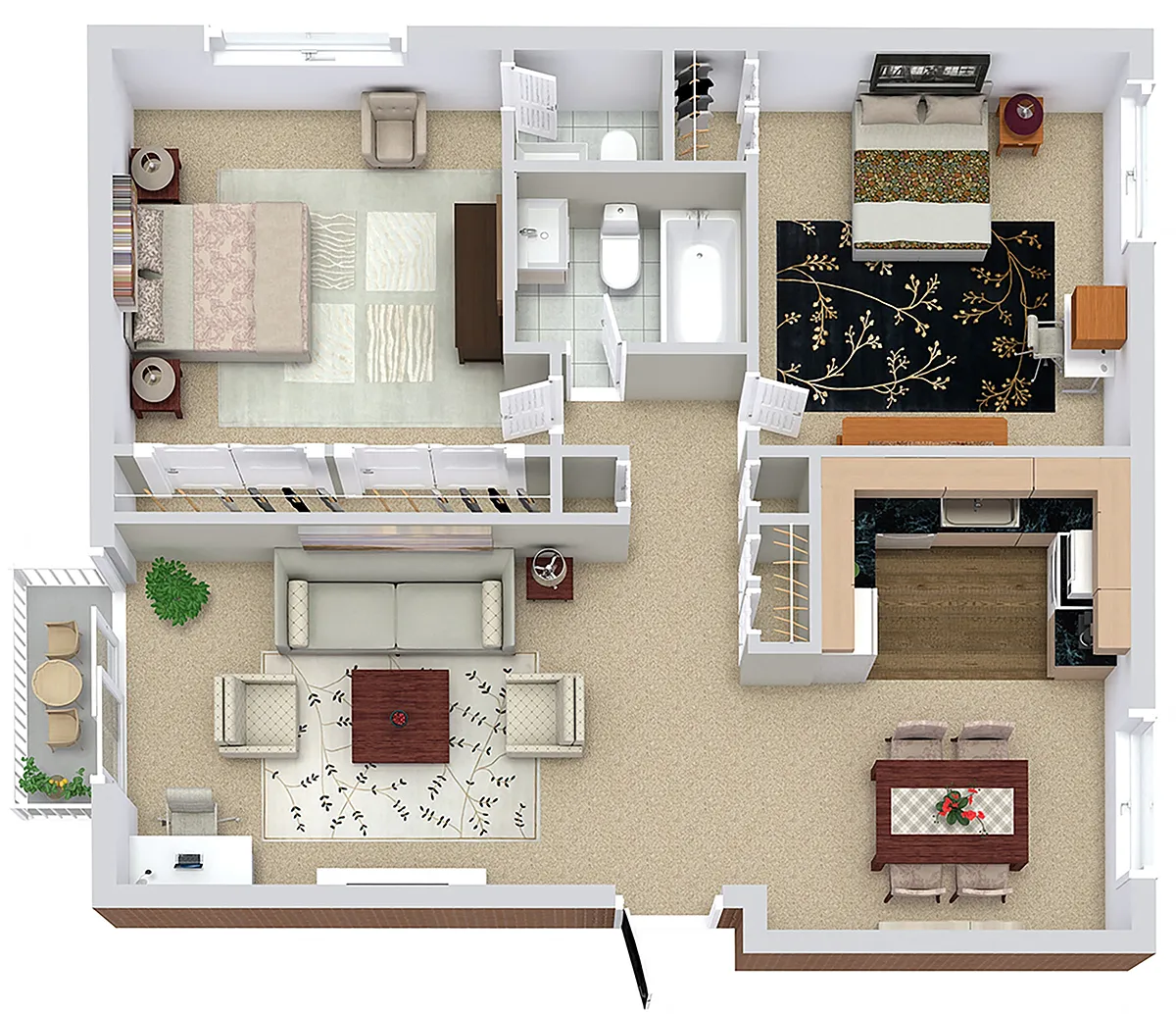Floor plan 2 Bedroom 1.5 Bath