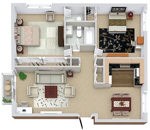 Floor plan 2 Bedroom 1.5 Bath